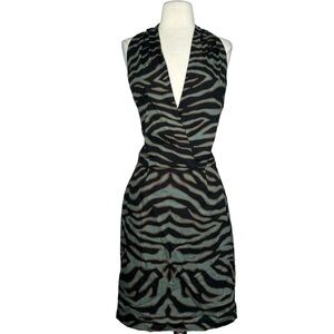 Joseph Black and Brown Zebra Print Mini Dress